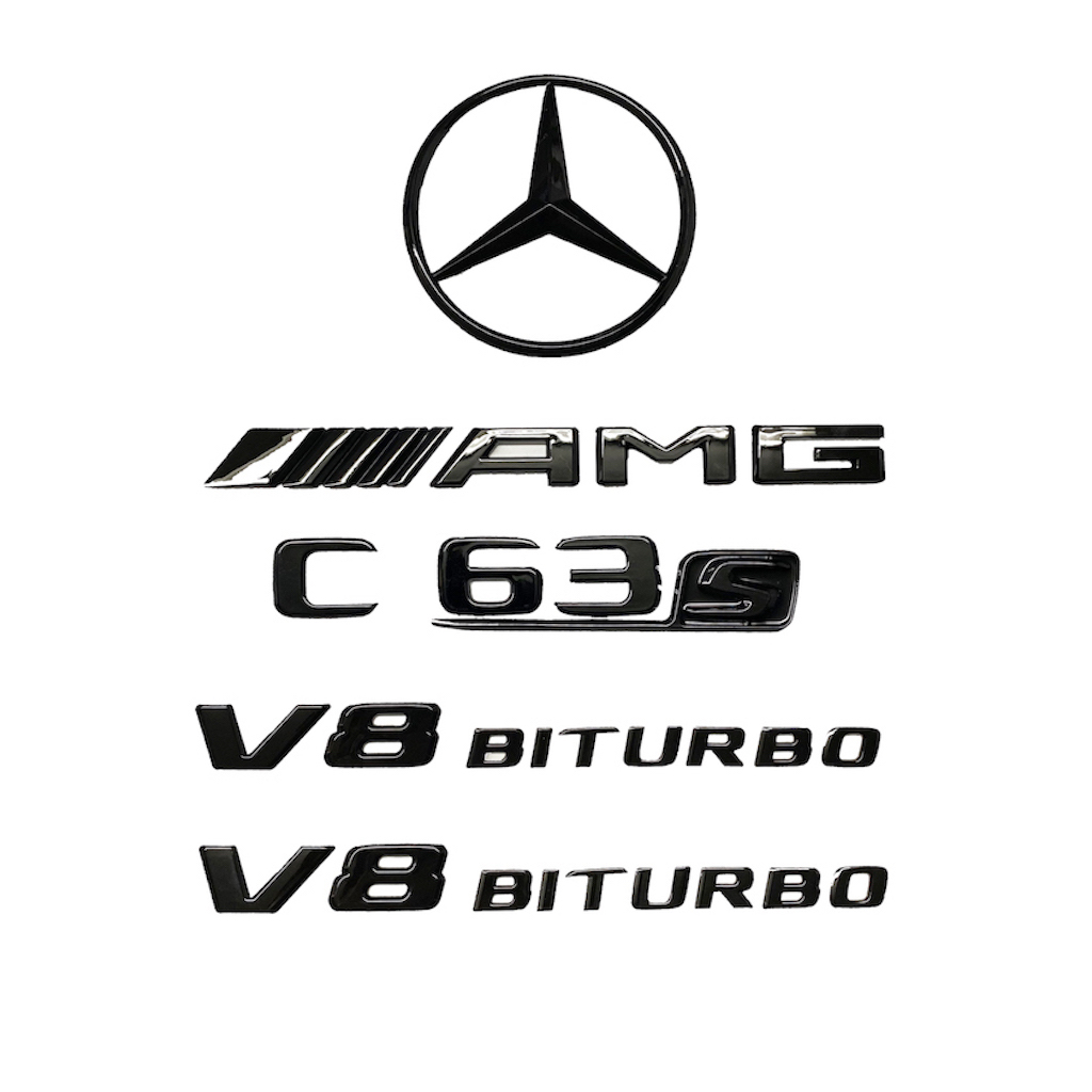 Matt Black C63s AMG V8 BITURBO Sticker Decal Emblem Badge Package for C63 C63s