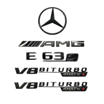 Details about   Gloss Black C43/BITURBO/AMG/W205 Rear Star Emblem Badge set for Mercedes-Benz